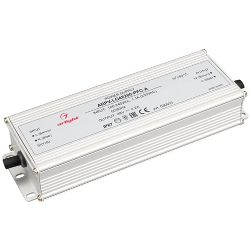 Блок питания ARPV-LG48200-PFC-A (48V, 4.2A, 200W) (ARL, IP67 Металл, 5 лет)